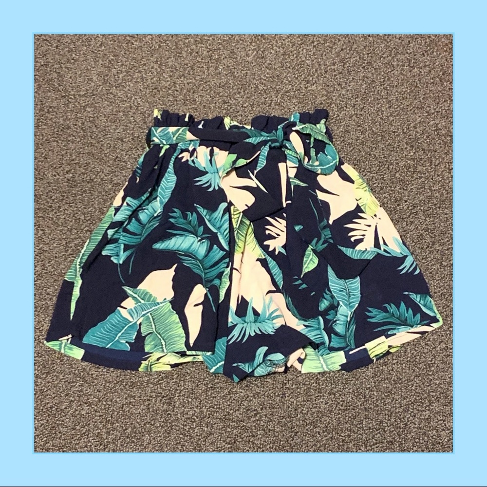 Paperbag Tropical Print Shorts